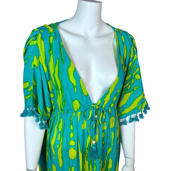 True Destinations Cover up Dress Size M Boho long maxi colorful tassel vacation - Picture 6 of 14